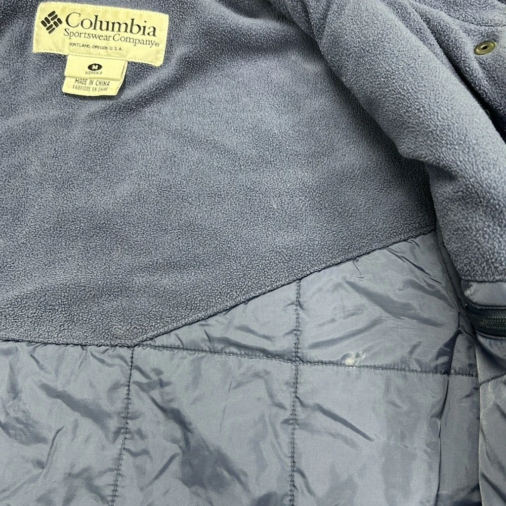 Columbia Winter Jacket Womens Medium Blue Fleece Lined Insulated Full Zip E2